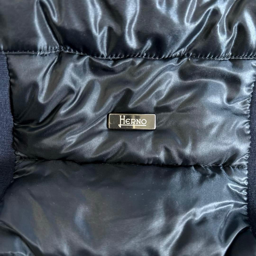 ✨美品・切替✨ヘルノ　ハイブリッド　ダウンジャケット　パーカー　ネイビー　Ｌ相当