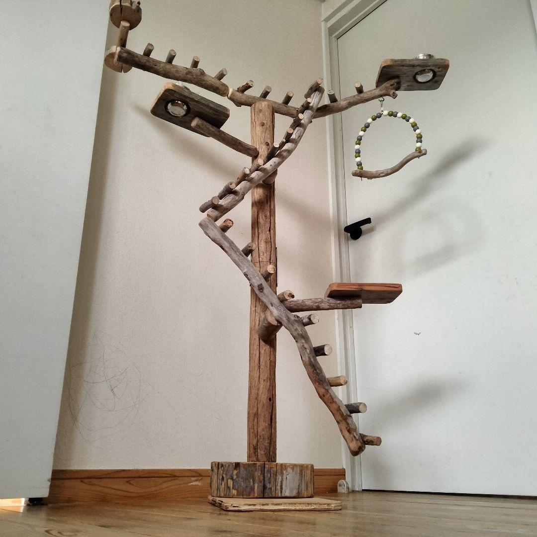 バードアスレチックジム大型 ㊵ 天然木 自然木 流木 止まり木 インコ おもちゃ