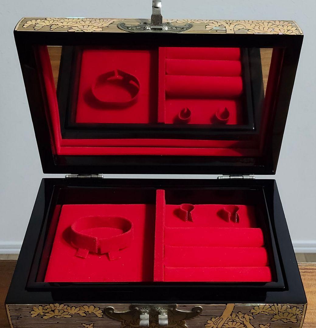 韓国伝統工芸 螺鈿細工 ジュエリーボックス ケース 小物入れ 鶴 宝石箱