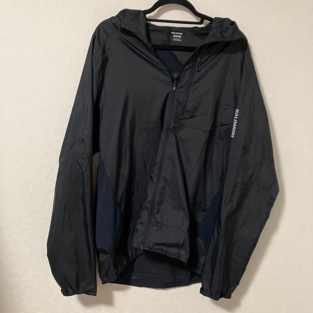 SALOMON フード付きウィンドブレーカー Mサイズ ブラック