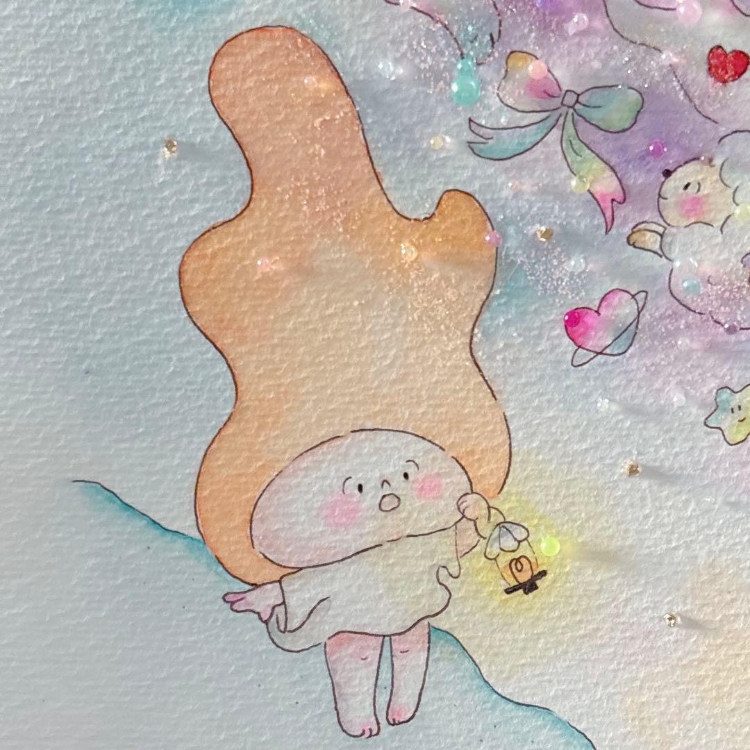 【YAMU】グラスアート　イラスト　水彩画　原画