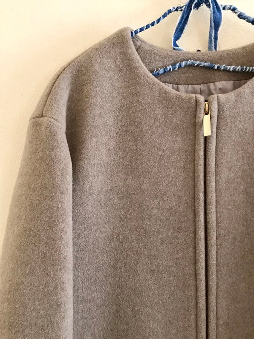 ★美品★ Noble ノーブル W/Ny ZIP ノーカラーコート