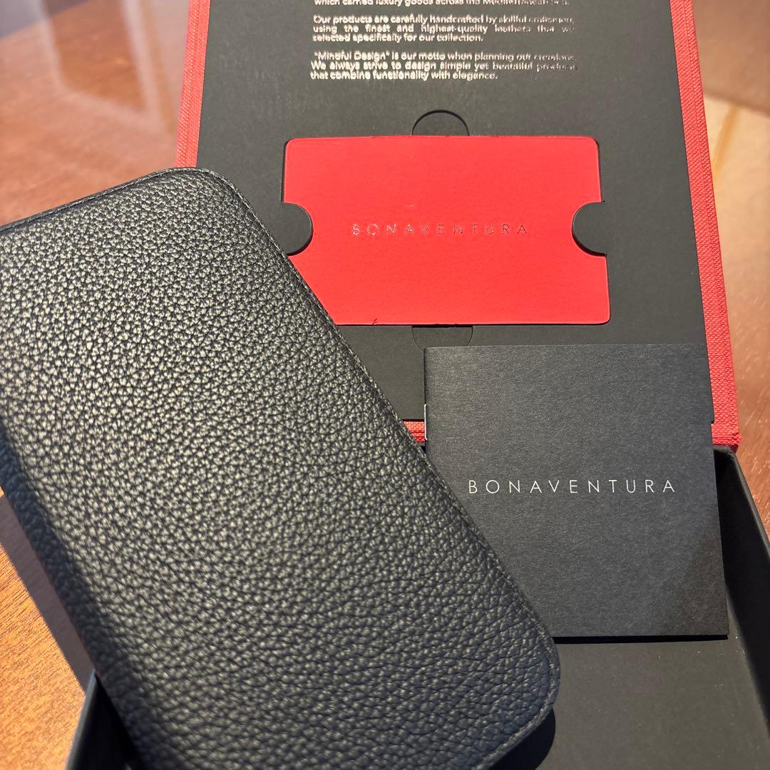 BONAVENTURA iPhone15pro用手帳型ケース 黒