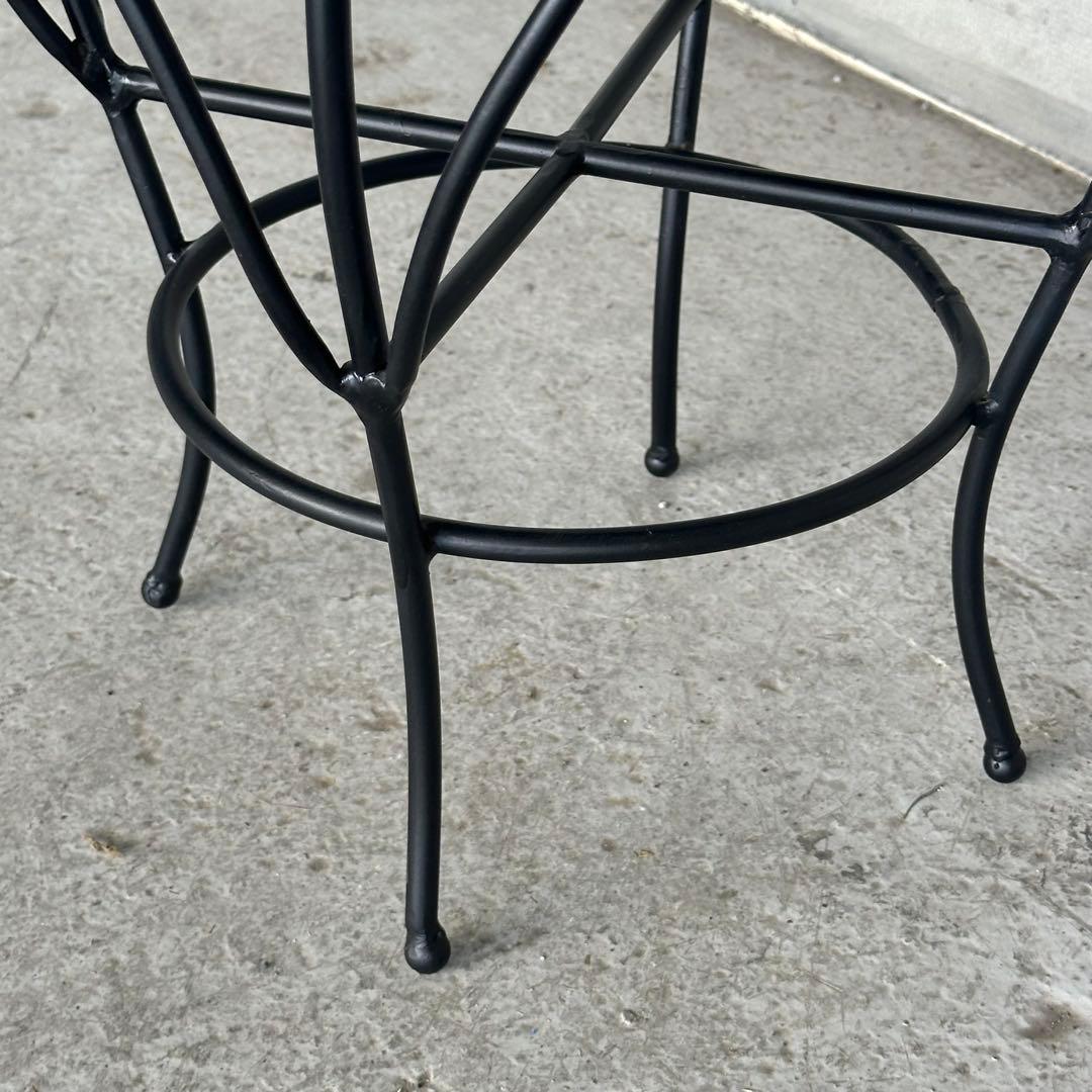 ワインベルベット×アイアン曲線脚スツール｜ロココモダンデザイン 椅子 ベロア調