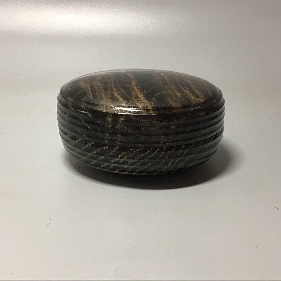 タモ玉杢　斑杢黒漆染め　沈金大香合　ミニ食蘢