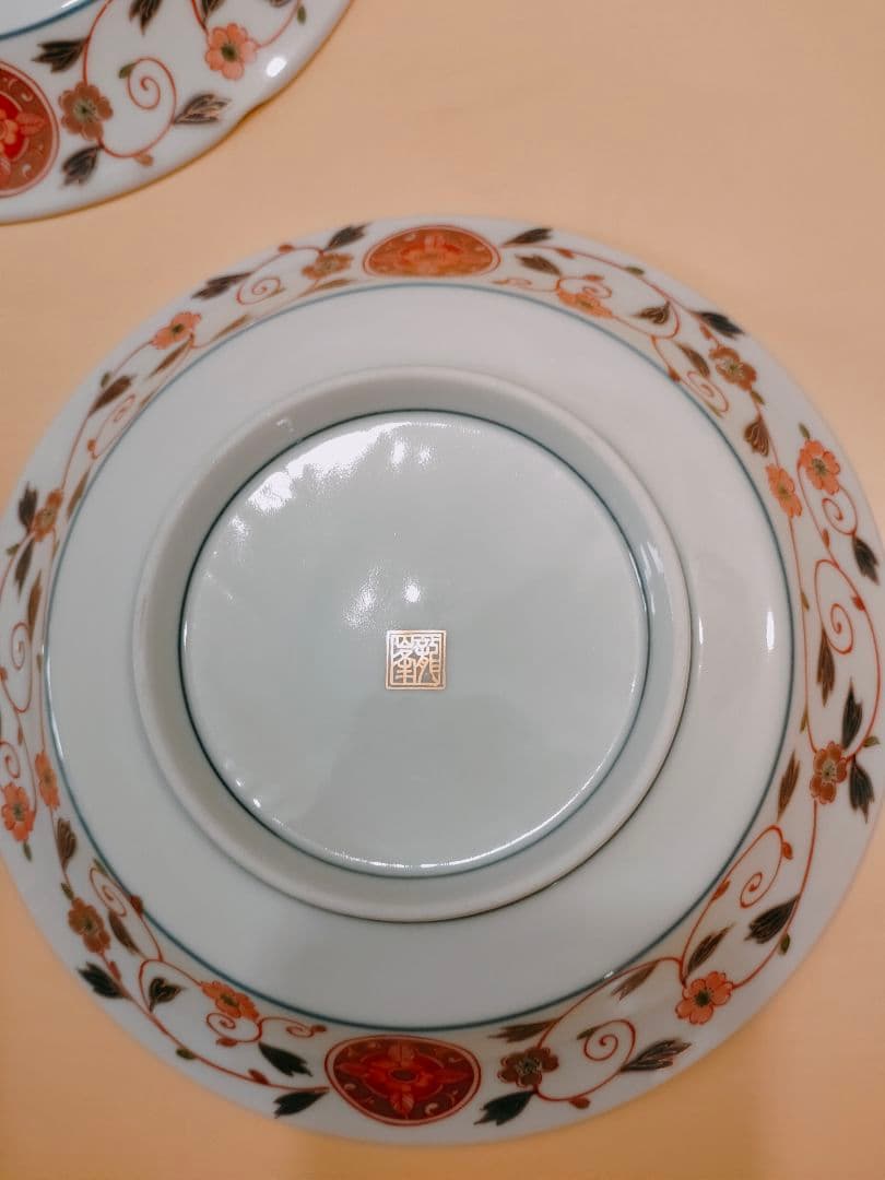 三洋陶器　龍峰窯　古伊万里　有田焼　金彩　琳派／祥瑞花丸紋　中皿５枚セット