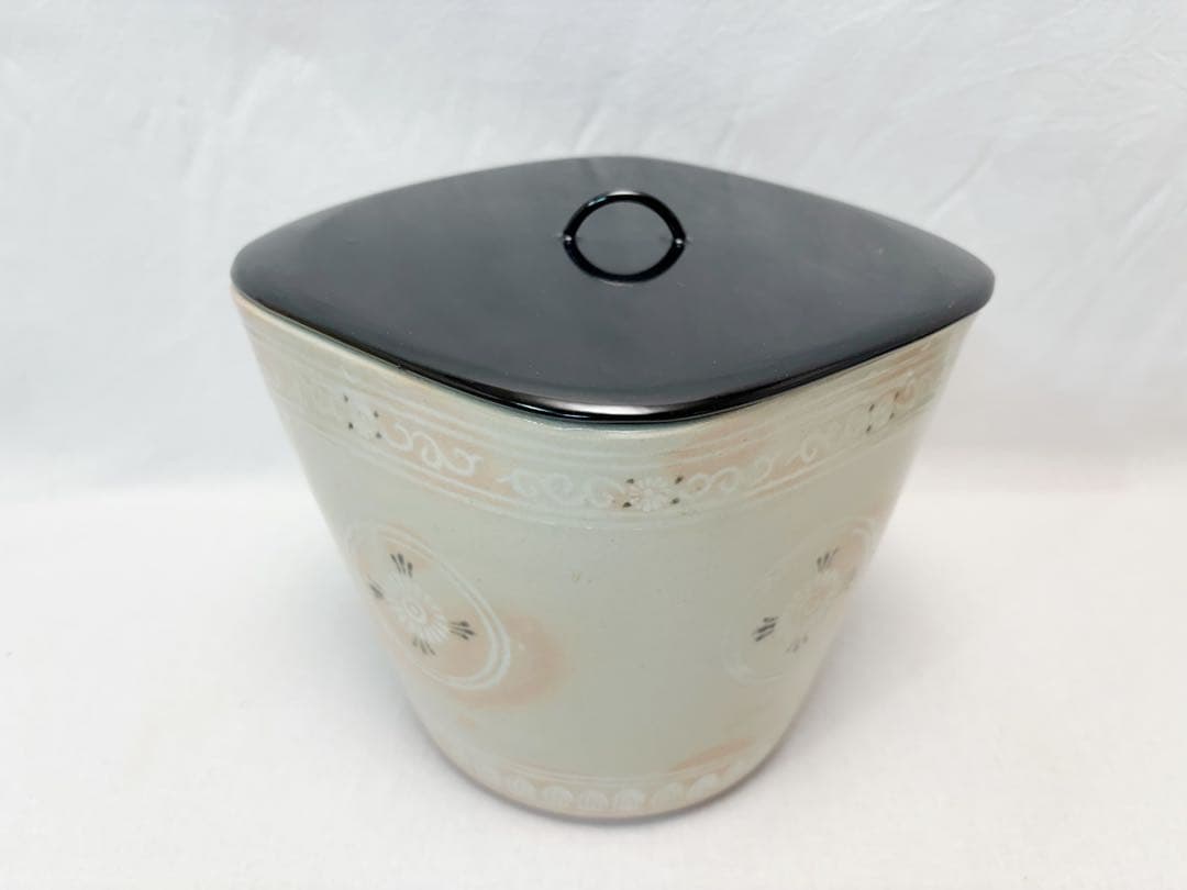 未使用 茶道具 福森博作 阿漕窯 狂言袴菱水指 陶印 共箱