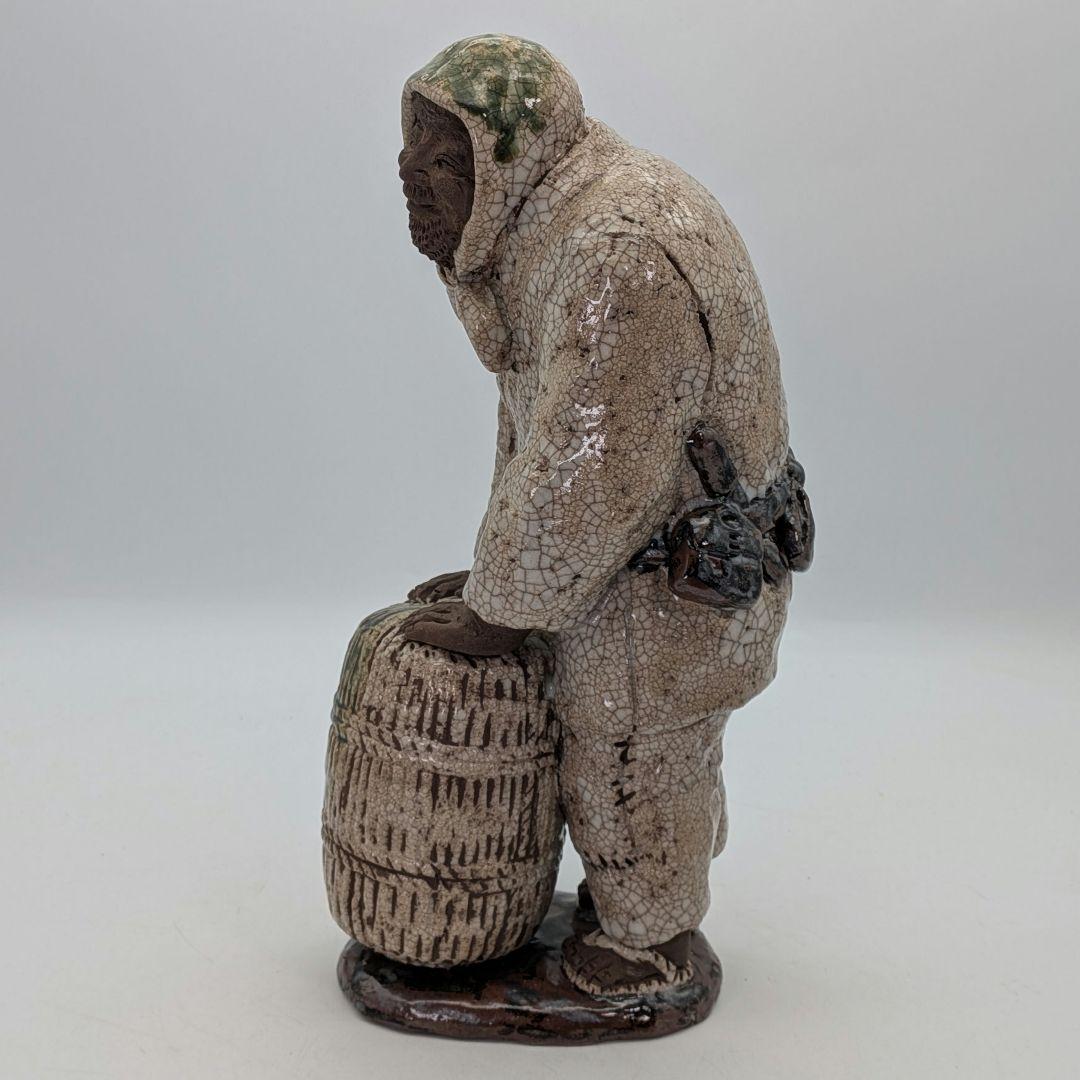 満寿窯 増田重幸 瀬戸焼 陶像「豊作」 共箱合布 農民 百姓 置物 縁起物 在銘