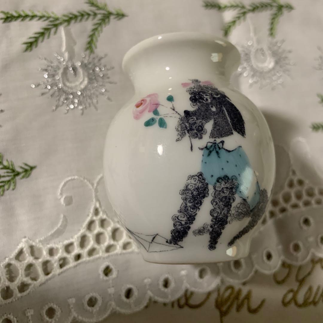 プードル三昧！ローゼンタール社の花瓶とお皿デンマーク刺繍の額5点セット可愛い！