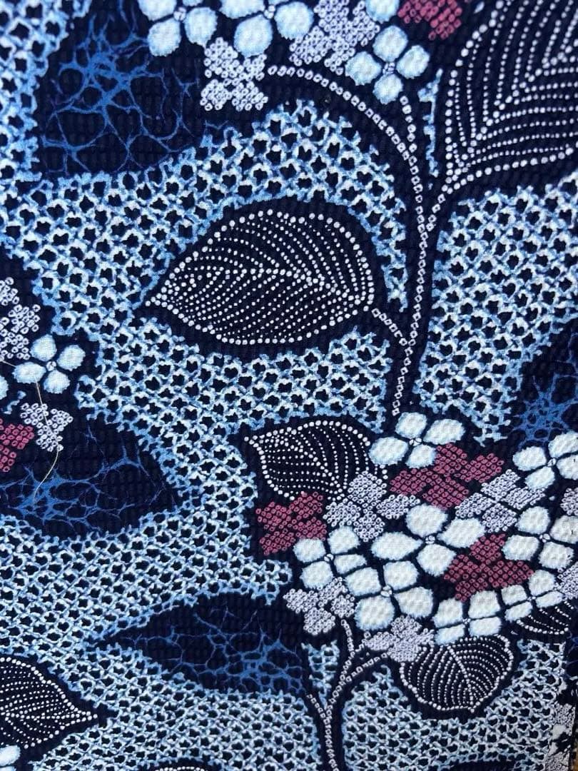 【未使用】手縫い　総絞り　紫陽花柄　浴衣