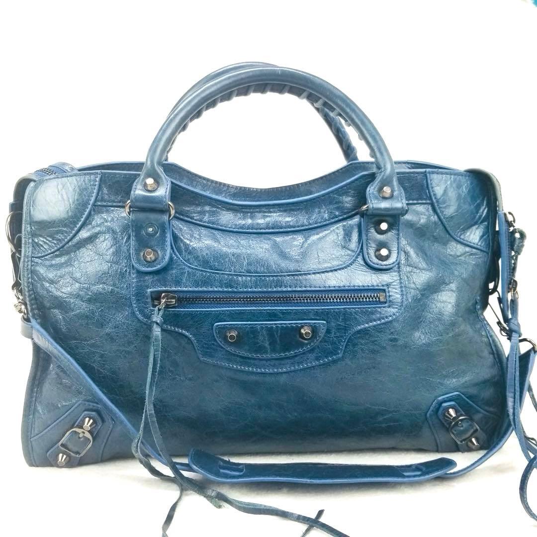 Balenciaga City Medium ブルー色