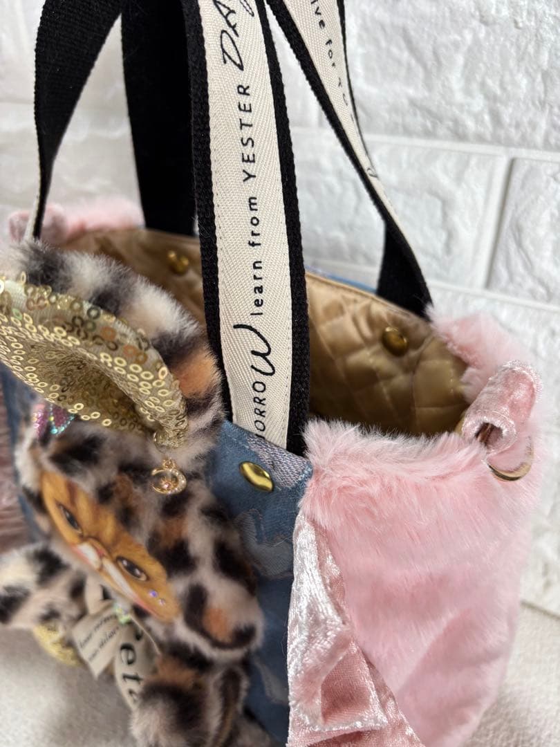 黒*こ様 コヤンイサムチョン　ファーフリルトートバッグ　クムちゃん　ヒョウ柄うさ