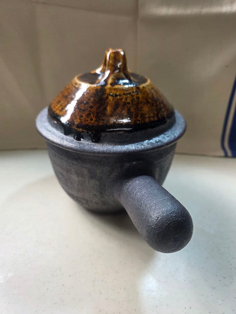 岩井窯　蓋付片手土鍋（小）■美品■