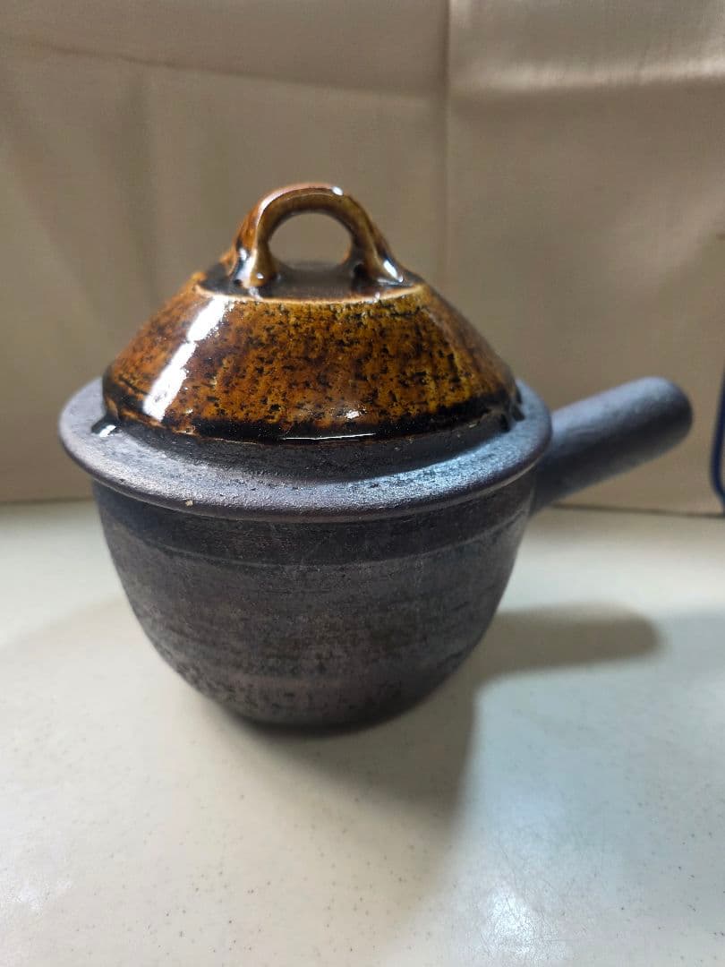 岩井窯　蓋付片手土鍋（小）■美品■