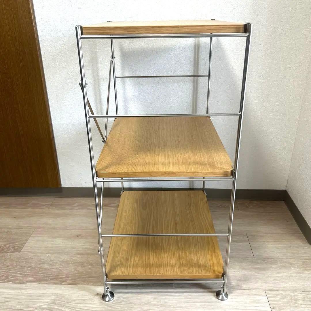 【土日限定値下げ】ステンレスユニットシェルフ　オーク材棚セット　小　無印