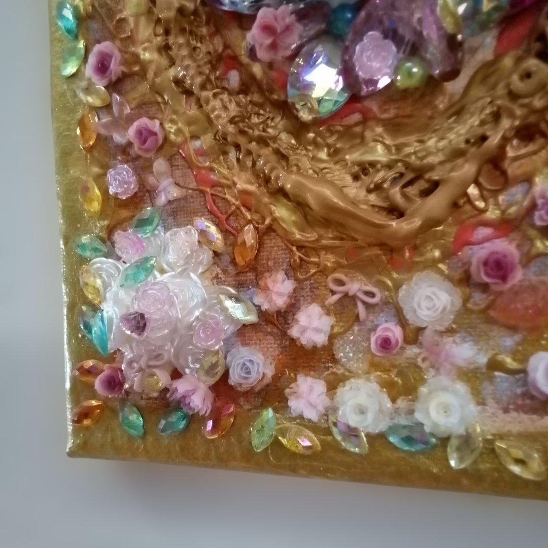 壁掛けアート　ハートアート♥️　金箔漆等使用　縁結び　良縁祈願　　　一点物