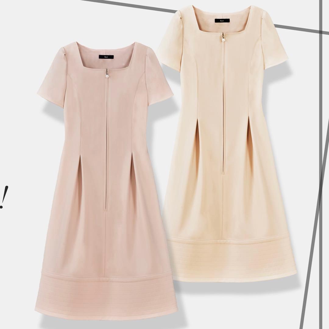 近年モデル Rene ルネ リリィベル 半袖ワンピース フロントジップ パール