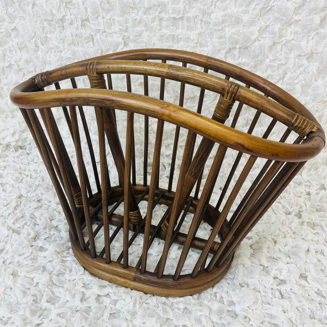 籐家具 小物入れ インテリア ラタンマガジンラック 籠かごアンティーク昭和レトロ