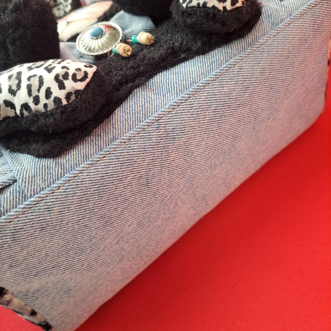 ね*】様 コヤンイサムチョン　ルミ　デニムリメイクフリルトートバッグ