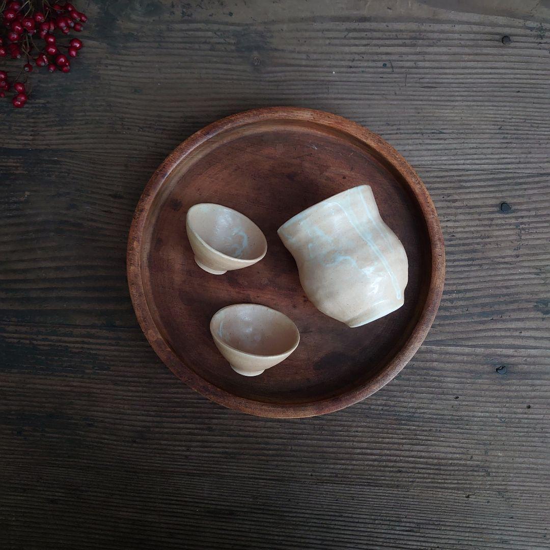 天神蟹の湯呑み1客とお猪口2枚 骨董 陶芸 伝統工芸品