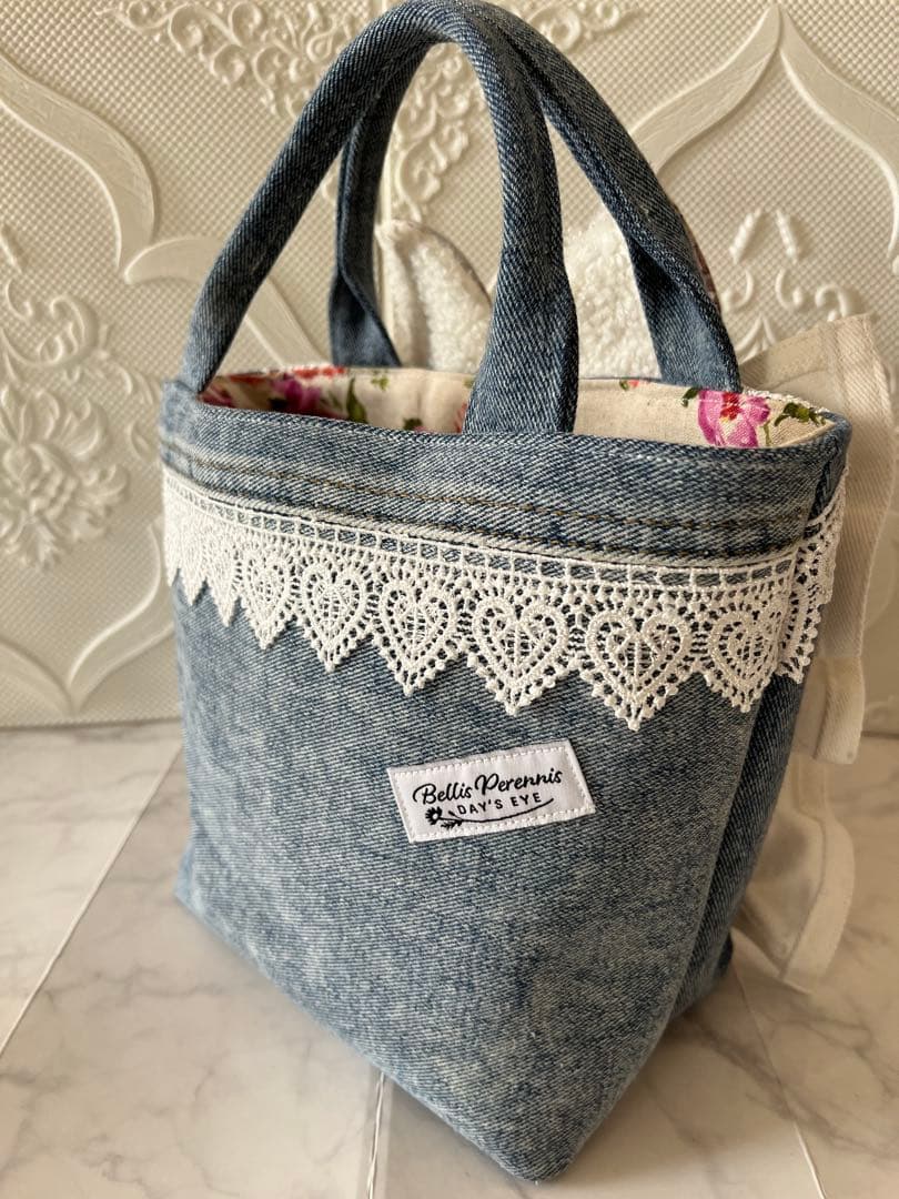 ☆*☆様 コヤンイサムチョン フリル トートバック ポーチ デニム 猫 キャット