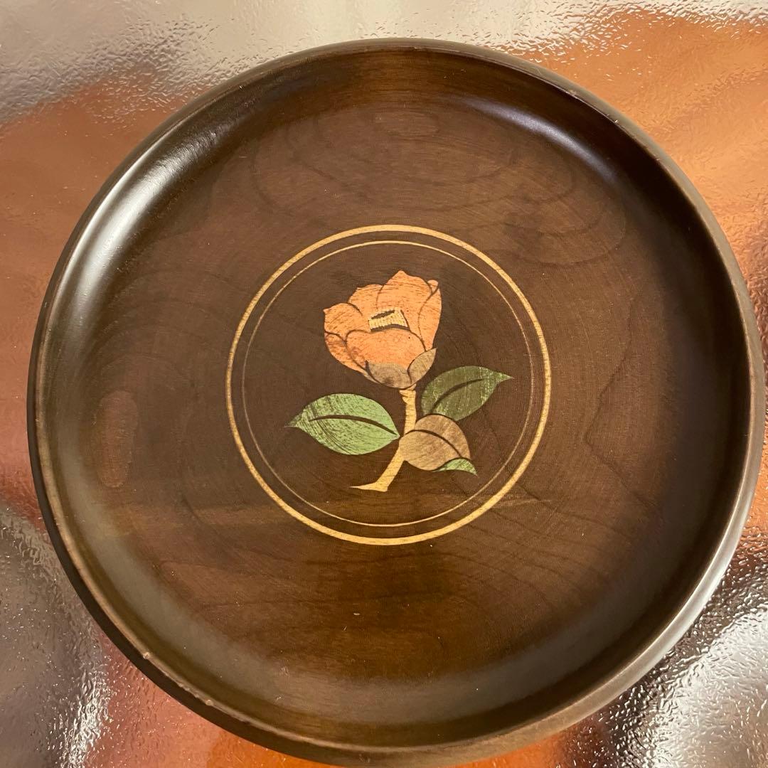 ✨美品✨薔薇柄 天然木(檜)製 皿 4個セット