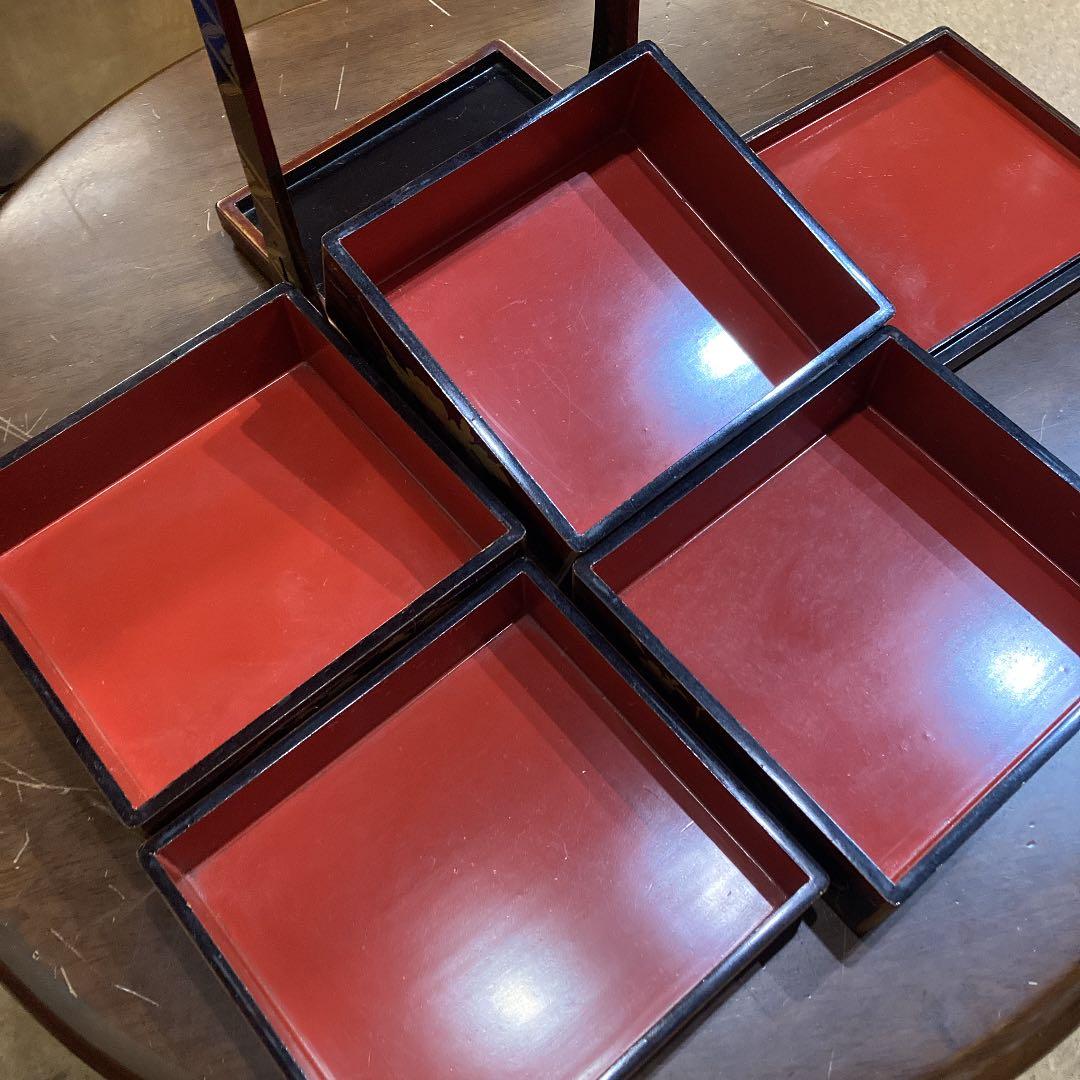 重箱　4段　漆塗　持ち手つき