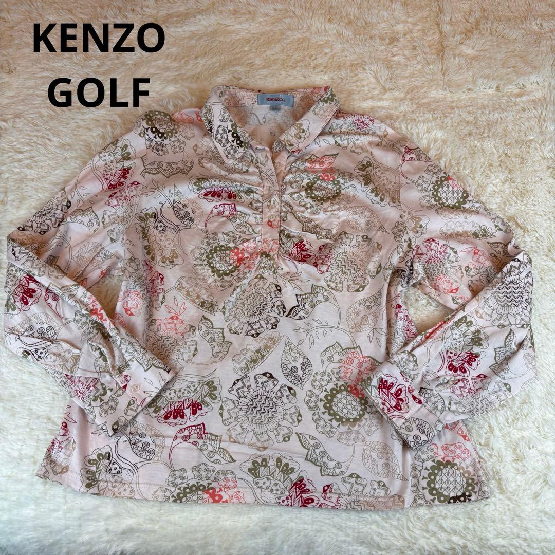 ★KENZO GOLF★LL★薄ピンク柄シャツ★綿100%★素敵な柄でカッコイイ
