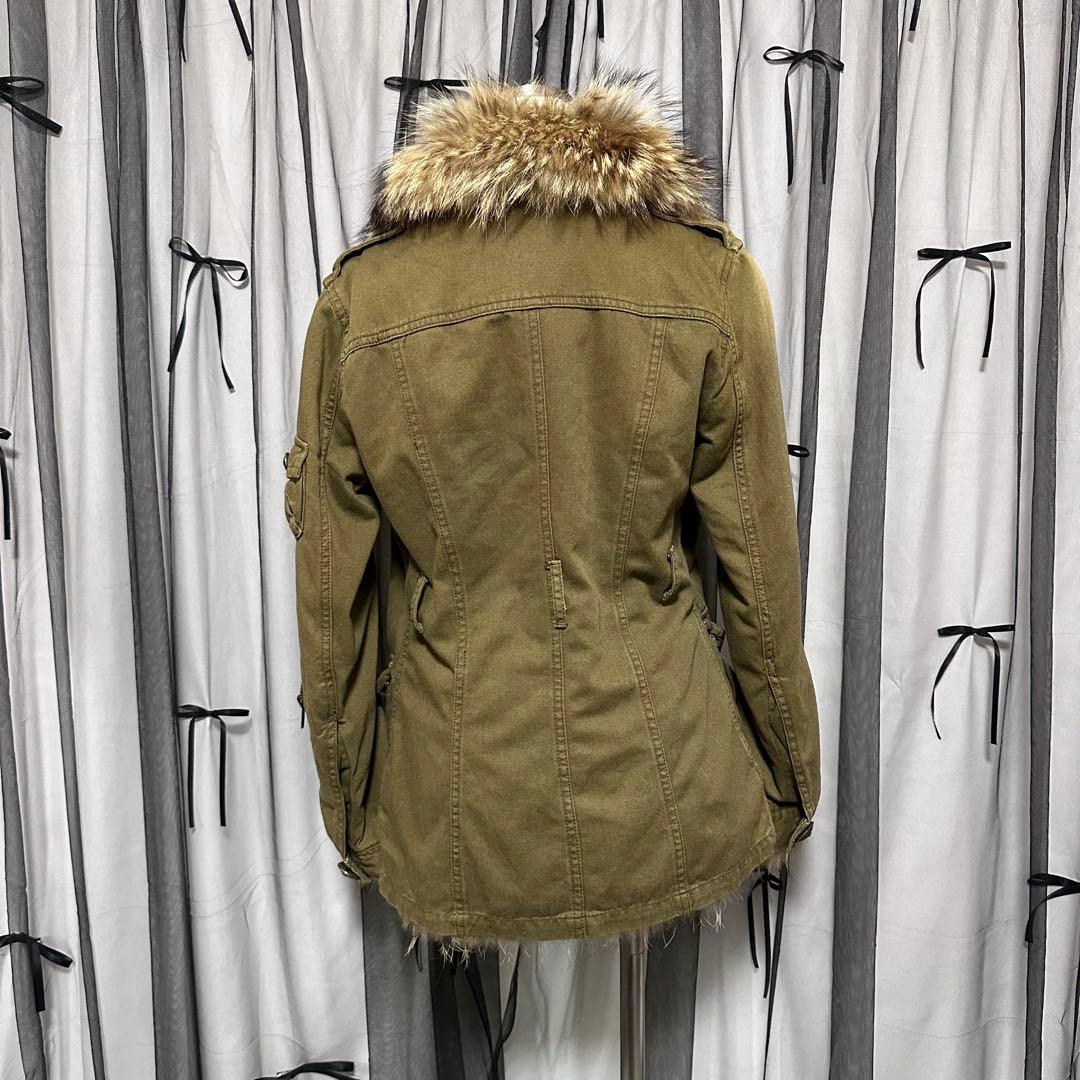 平成ギャルy2k　ファー付きミニタリーモッズコート　アウター　フェアリーグランジ