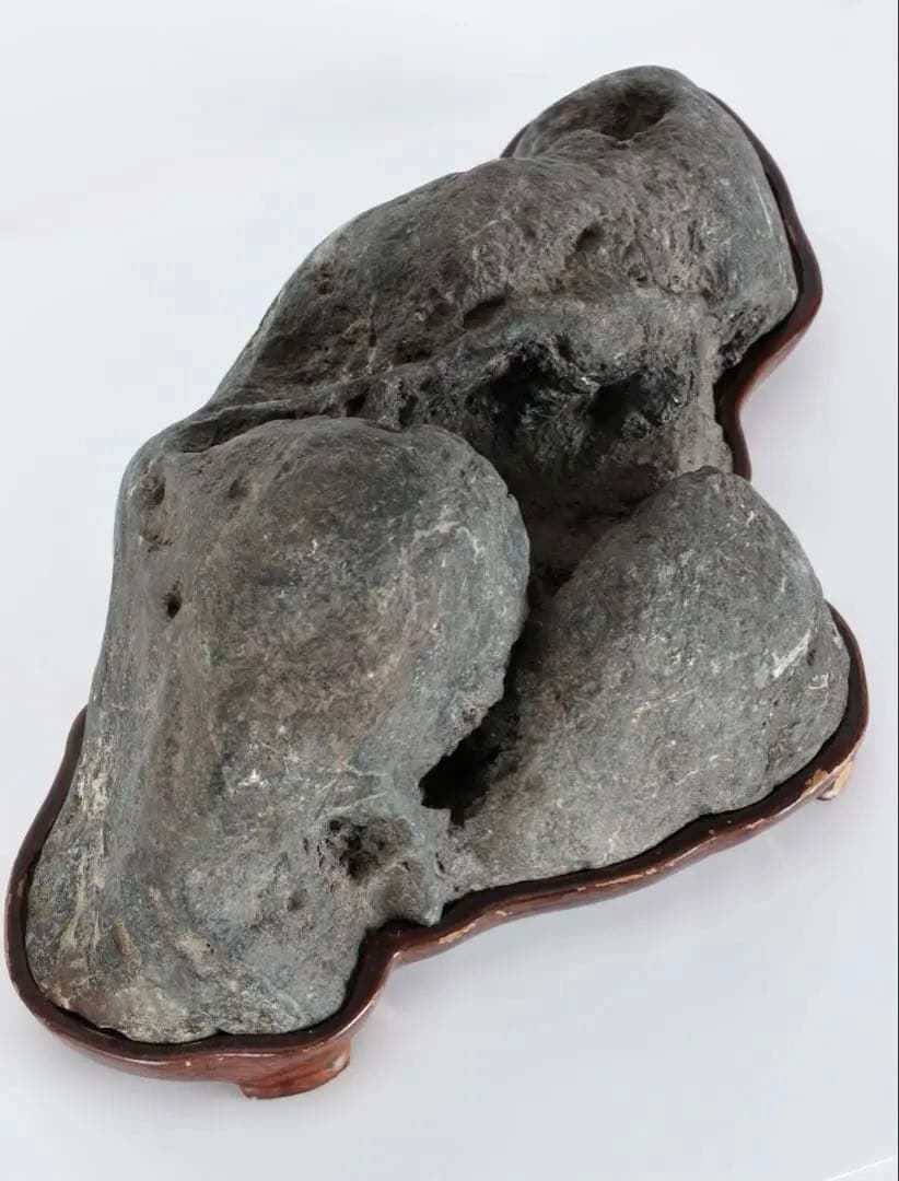 山景石 連山 遠山景 観賞石 5.1kg 台座付 水石 自然石 盆景 盆石 飾石