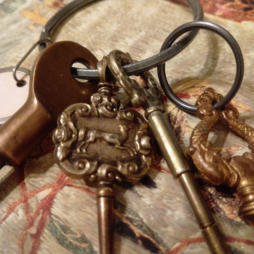 希少アメリカ製アンティーク キー4本セット☆馬ブラス鍵　真鍮