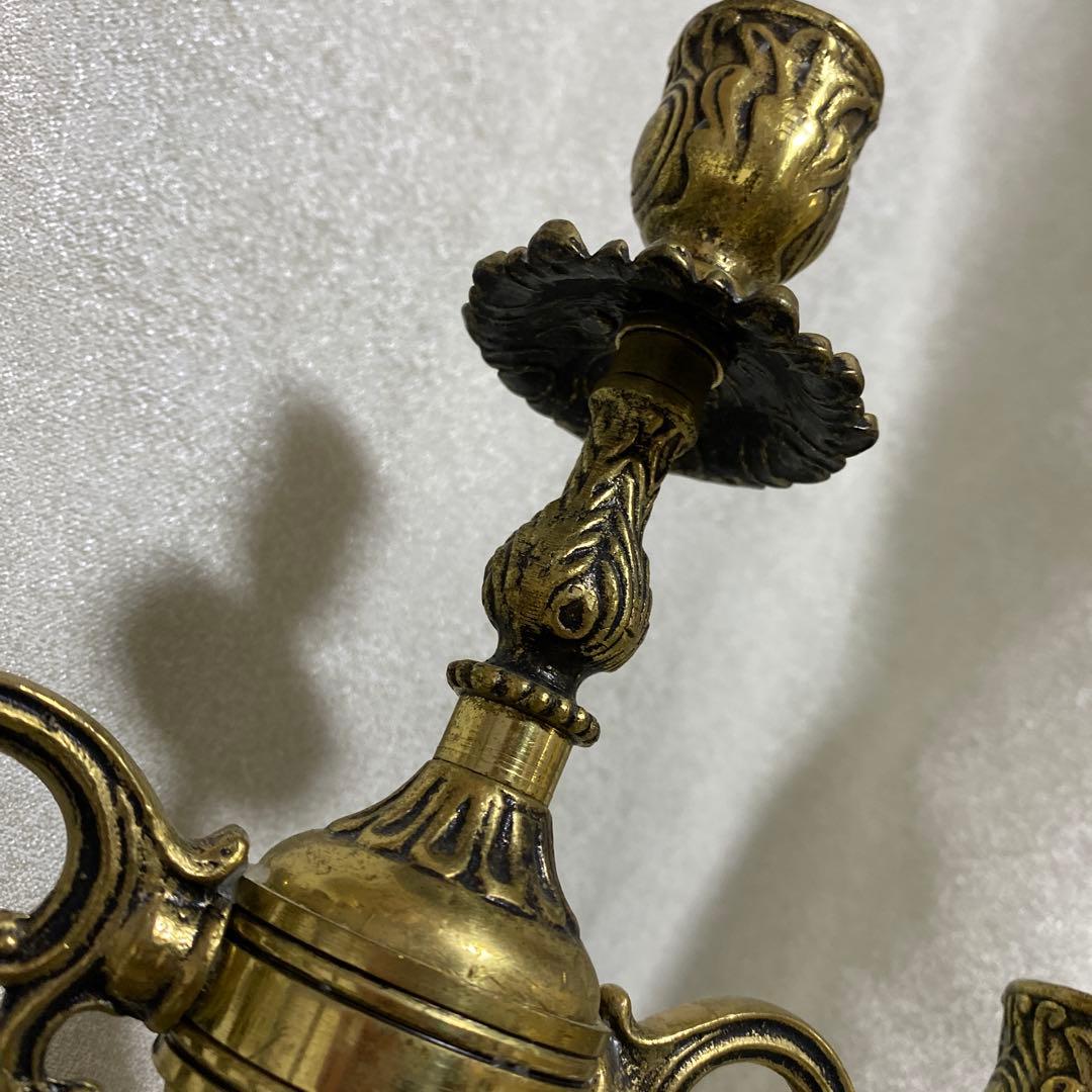 フランスアンティーク真鍮製キャンドルスタンド燭台３灯