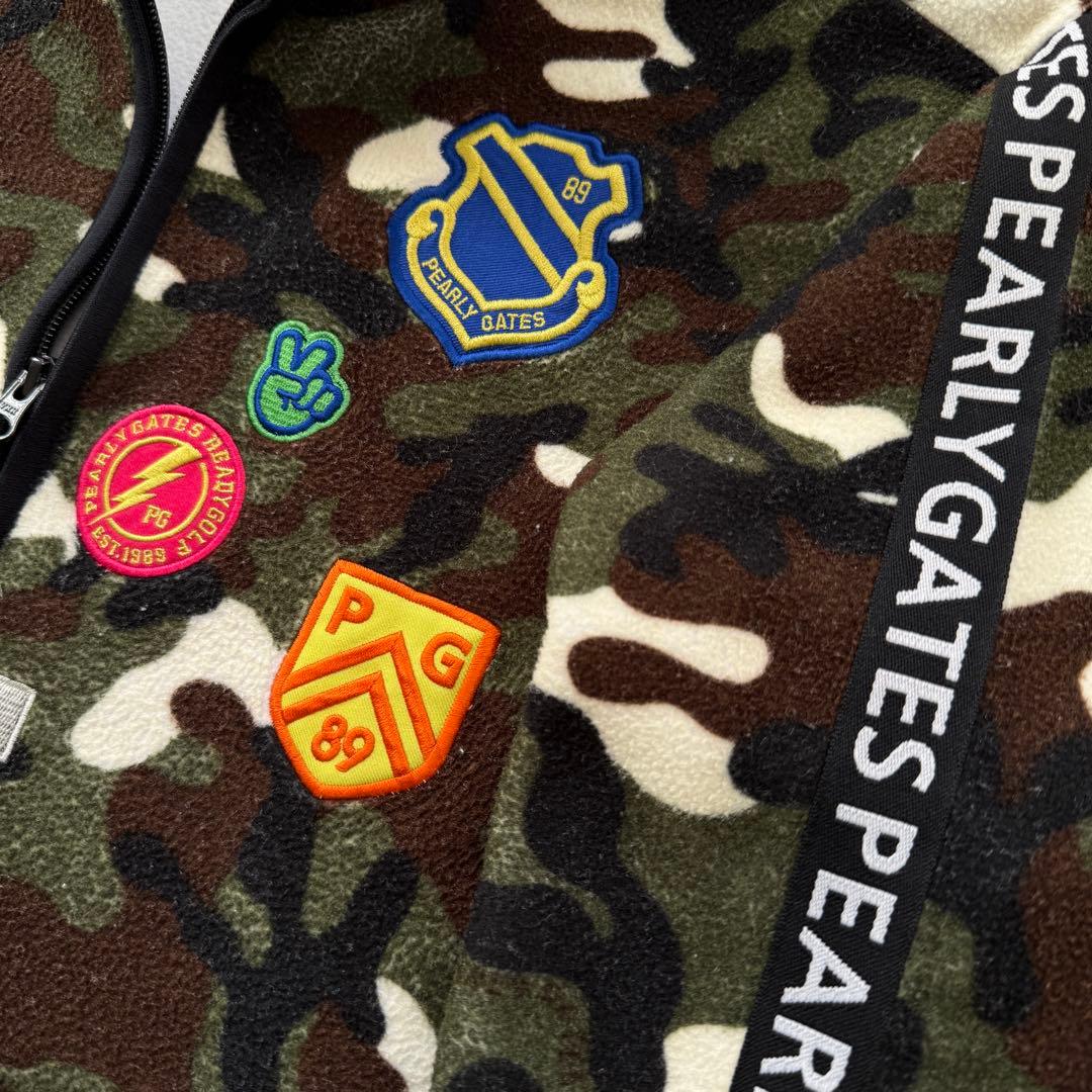 パーリーゲイツ　フリース　ジャケット　迷彩　カモフラ　サイドロゴ　M〜L相当　4