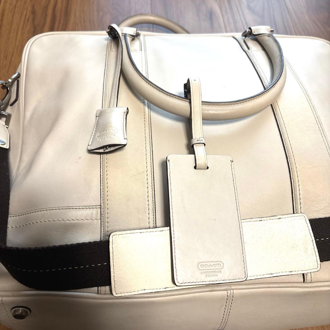 COACH 本革　白　ボストンバック