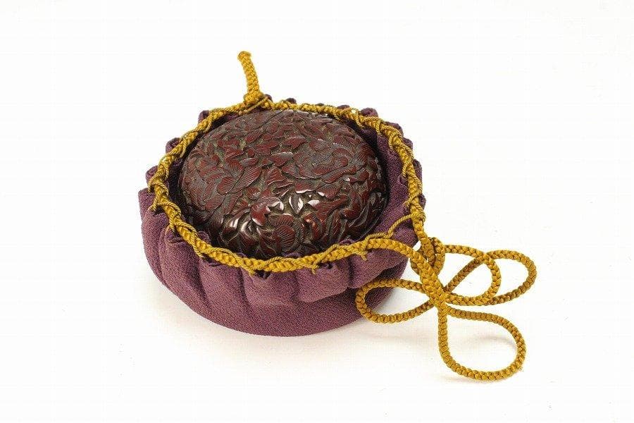 中国美術 茶道具 唐物 堆朱 刻 草花紋 香合 旧家蔵出