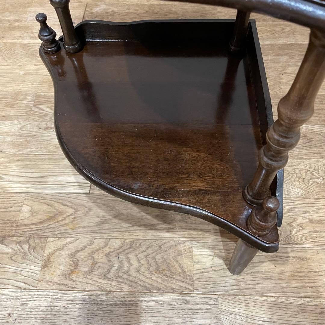 【レア】アンティーク　木製　コーナーラック　飾り棚　ビンテージ　収納　3段