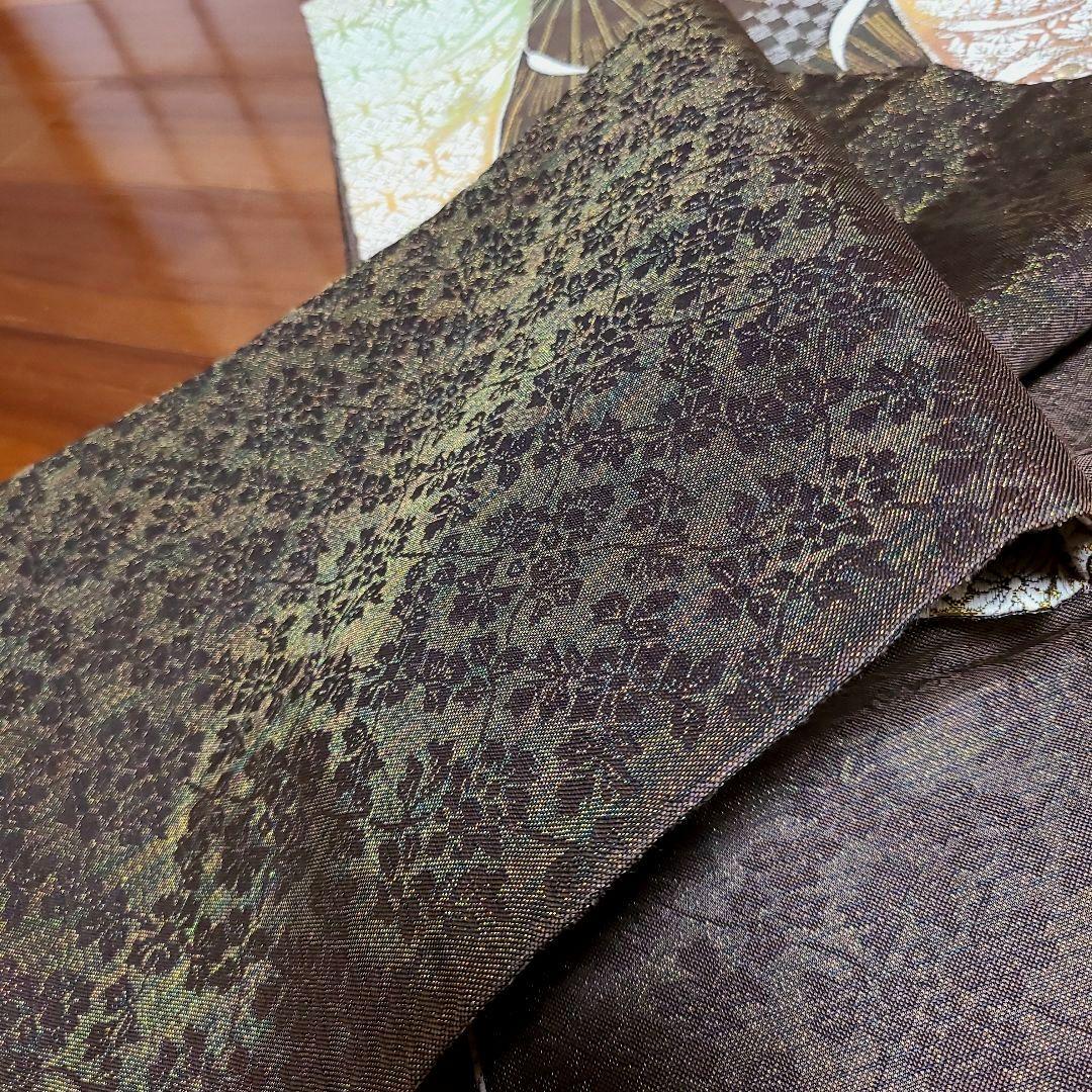 ◆『最高級捩り和紙 美山杉染め』六通柄袋帯【番傘　華七宝】さが美