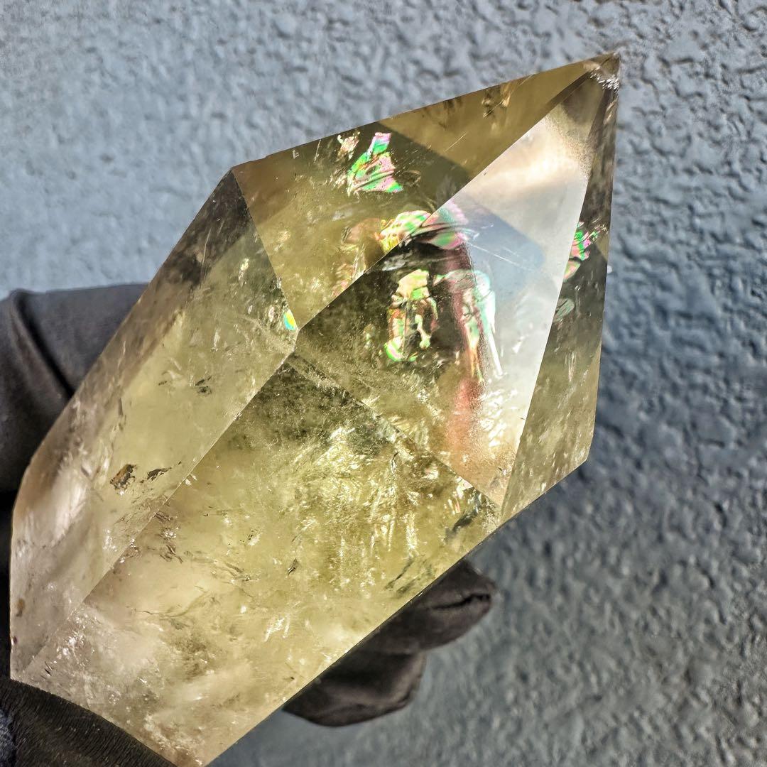 【金運·浄化】シトリン☆黄水晶 六角柱レインボー☆ファントム 超パワーA1159