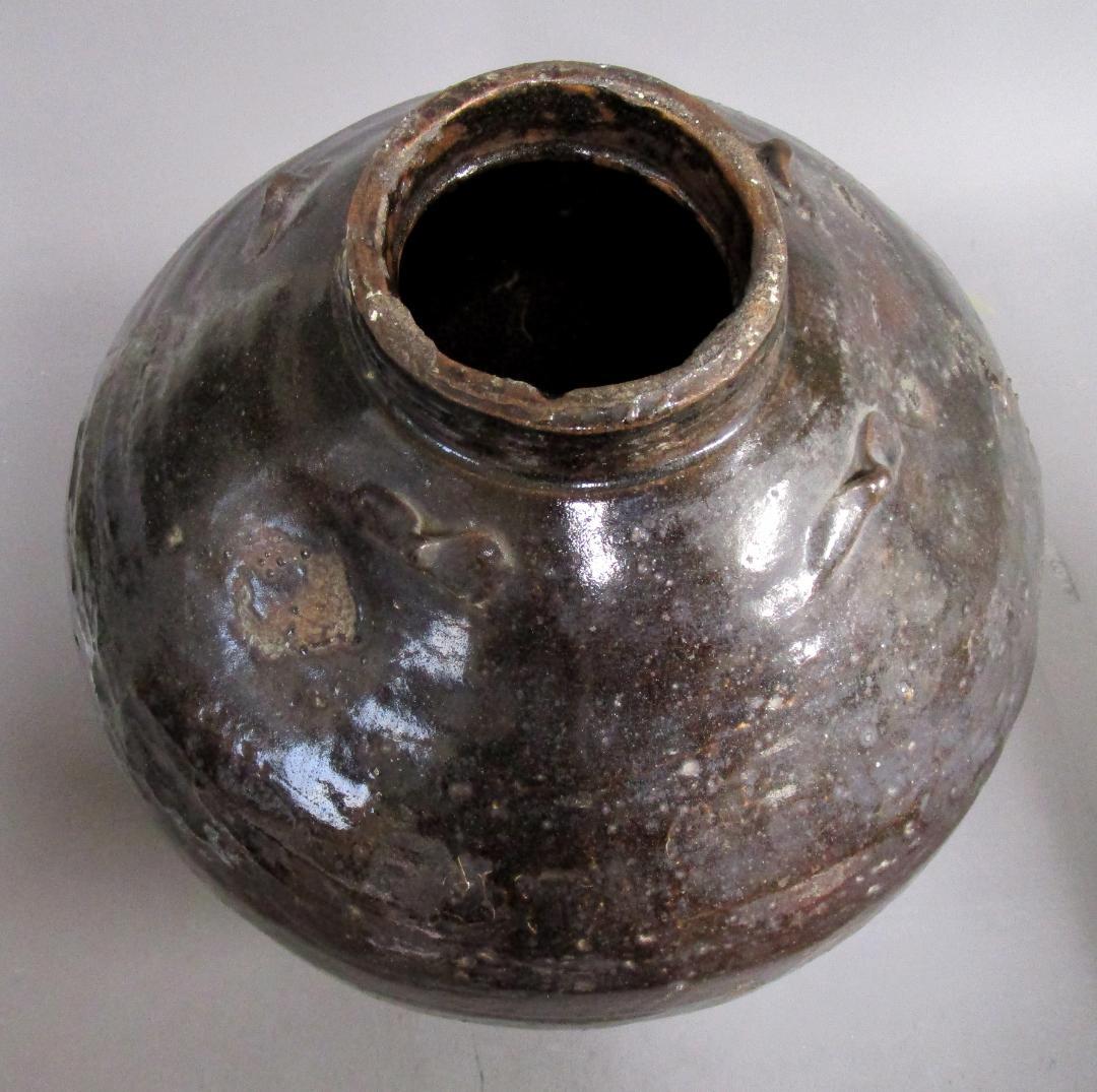 ビンテージ［褐釉四耳壷(かつゆうしじこ)］茶壷