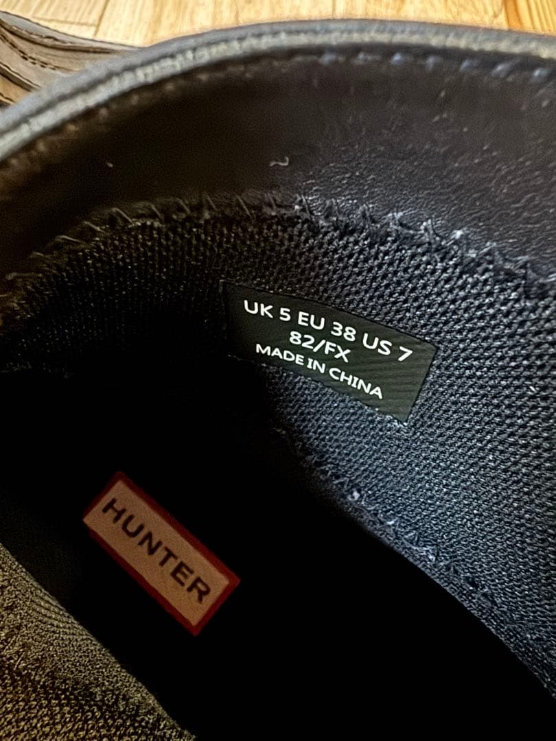 HUNTER ブラック 厚底ショートブーツ防水