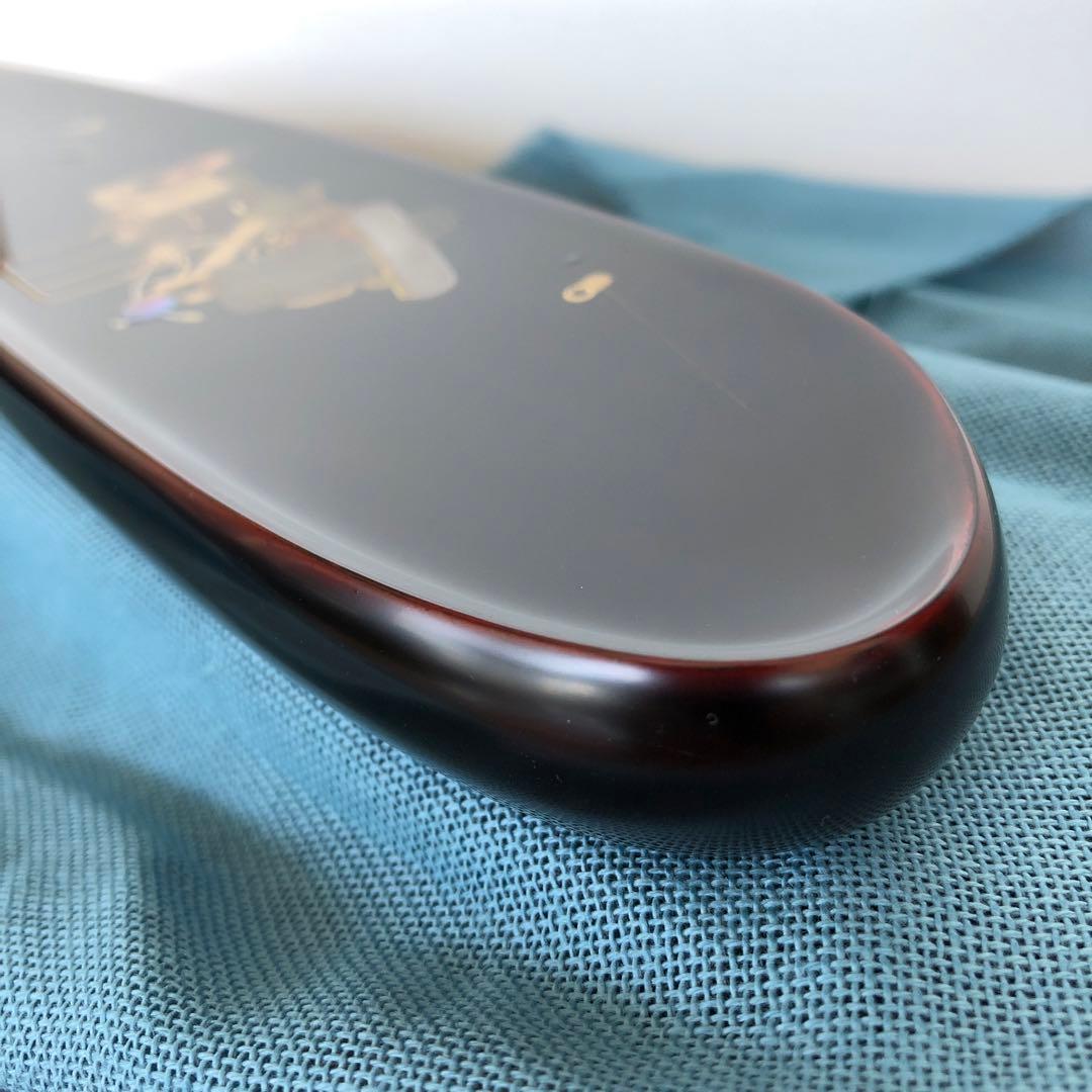 箱瀬淳一　長方ペン皿　40cm漆器　水野式　自動三輪車　蒔絵　飾り皿　輪島塗長皿