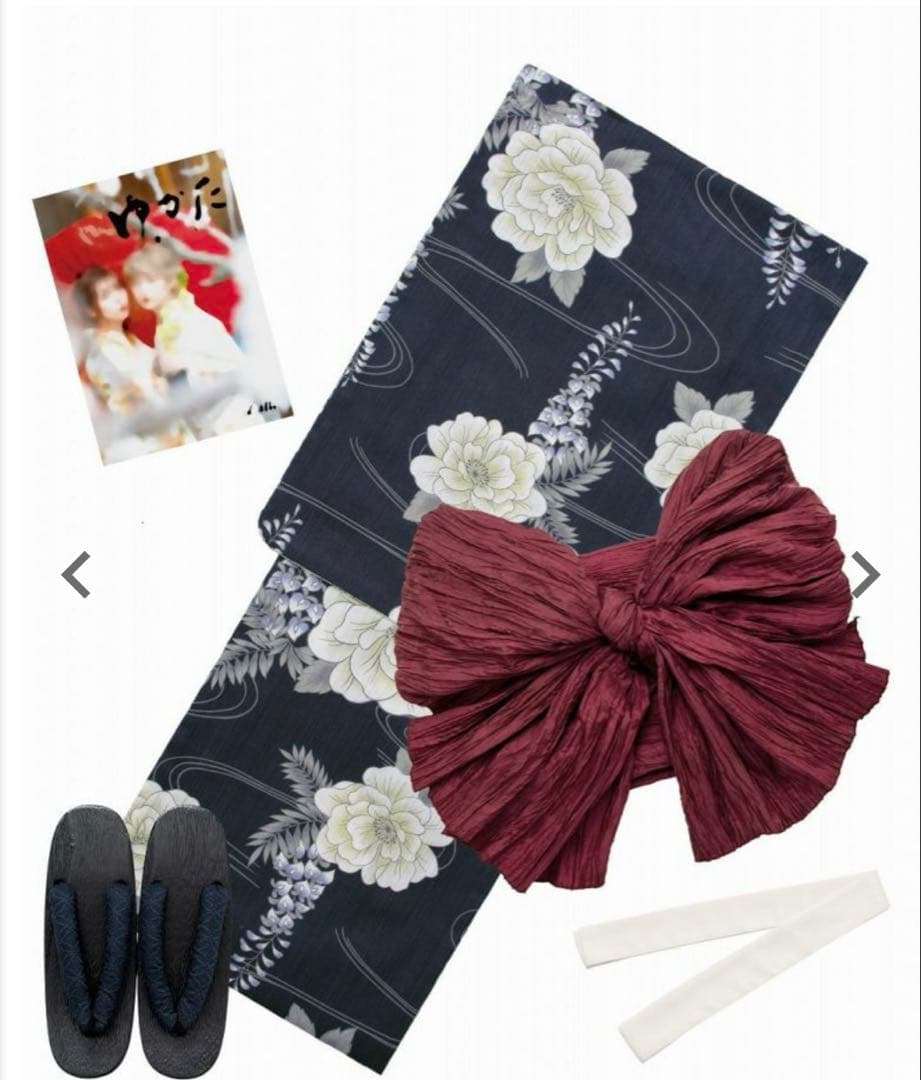 【凪の藤ながれ】浴衣5点セット(ゆかた・帯・下駄・着付けマニュアル・腰ひも)