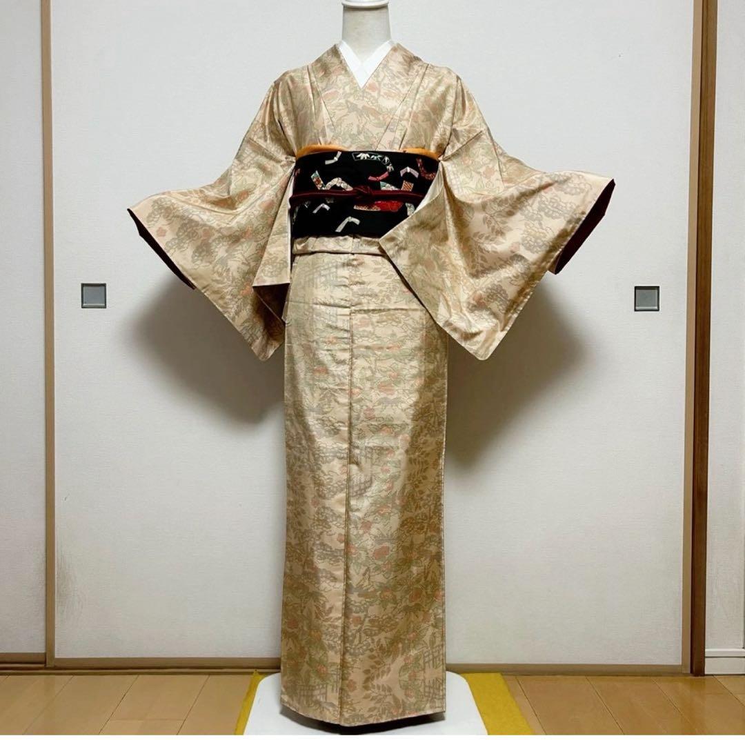 ひ*こ様 未使用　新品　美品　袷　大島紬　白紬　小紋　フルセット　身丈155.5