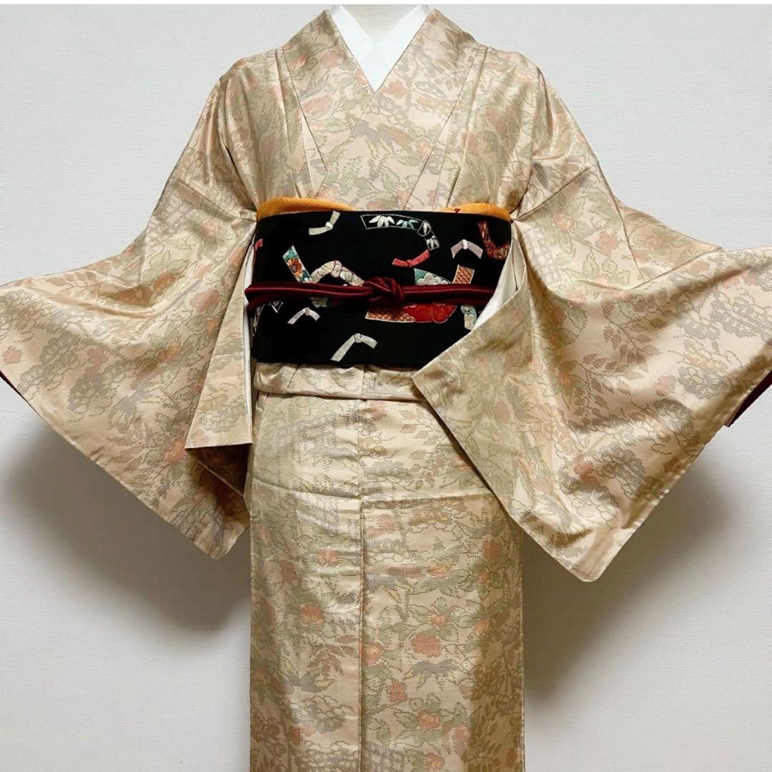 ひ*こ様 未使用　新品　美品　袷　大島紬　白紬　小紋　フルセット　身丈155.5