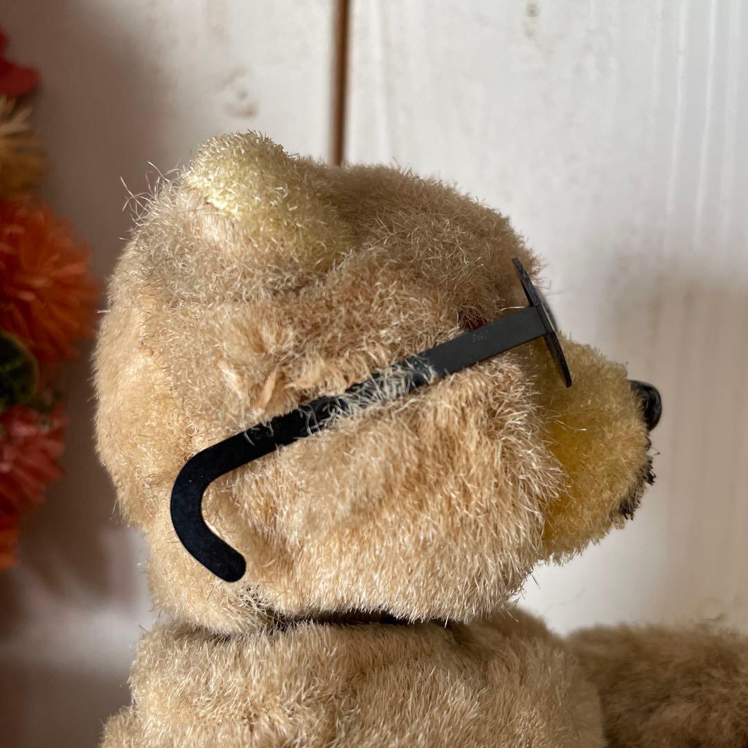 max carl ヴィンテージ　ゼンマイ式　編み物をするテディベア　蚤の市