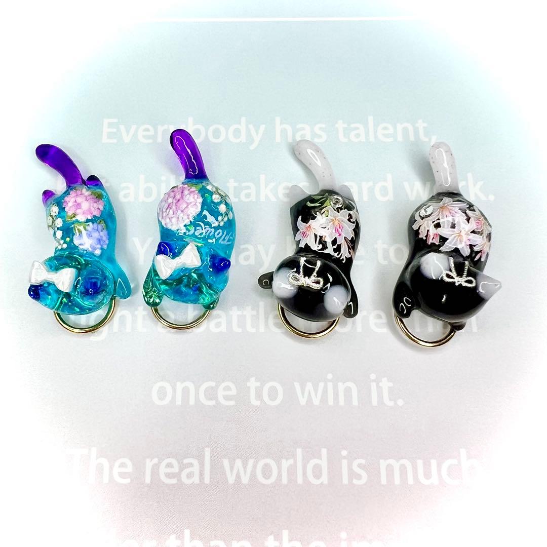 リクエスト専用　紫の花束　猫　5個セット