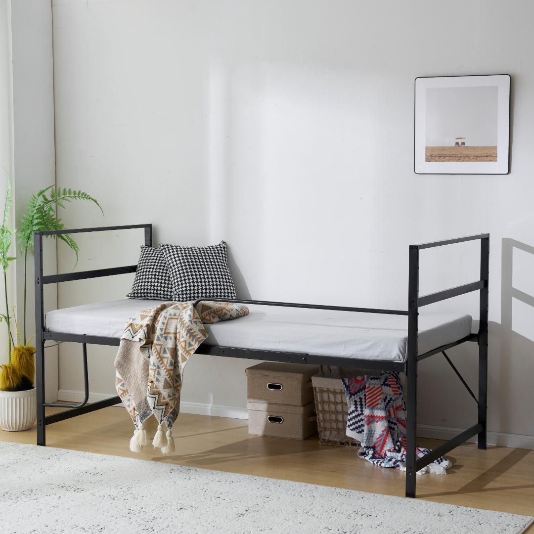 大人気！【高さ110cm】ロフトベッド パイプベッド シングル耐震　BLACK