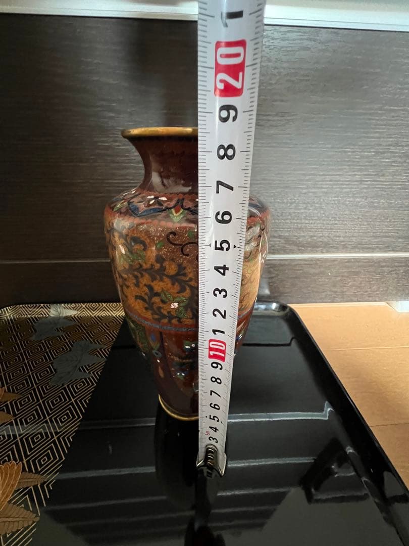 最高級日本七宝花瓶 龍と鳳凰 花唐草文 骨董2 景泰藍