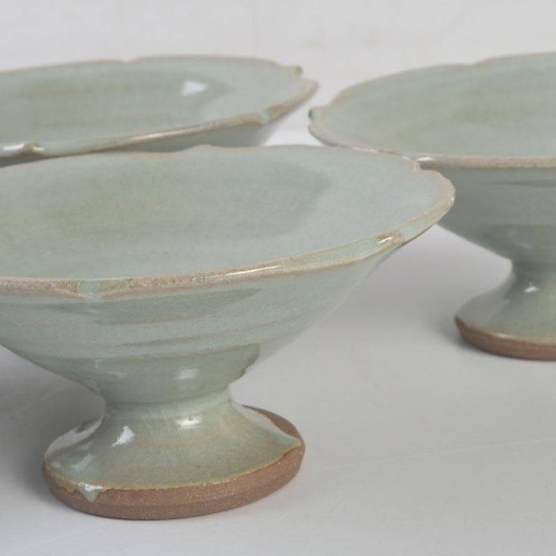 和食器　忍冬庵　佐藤和子作　朝鮮唐津　青磁　手鉢　五客　共箱　V　9845A