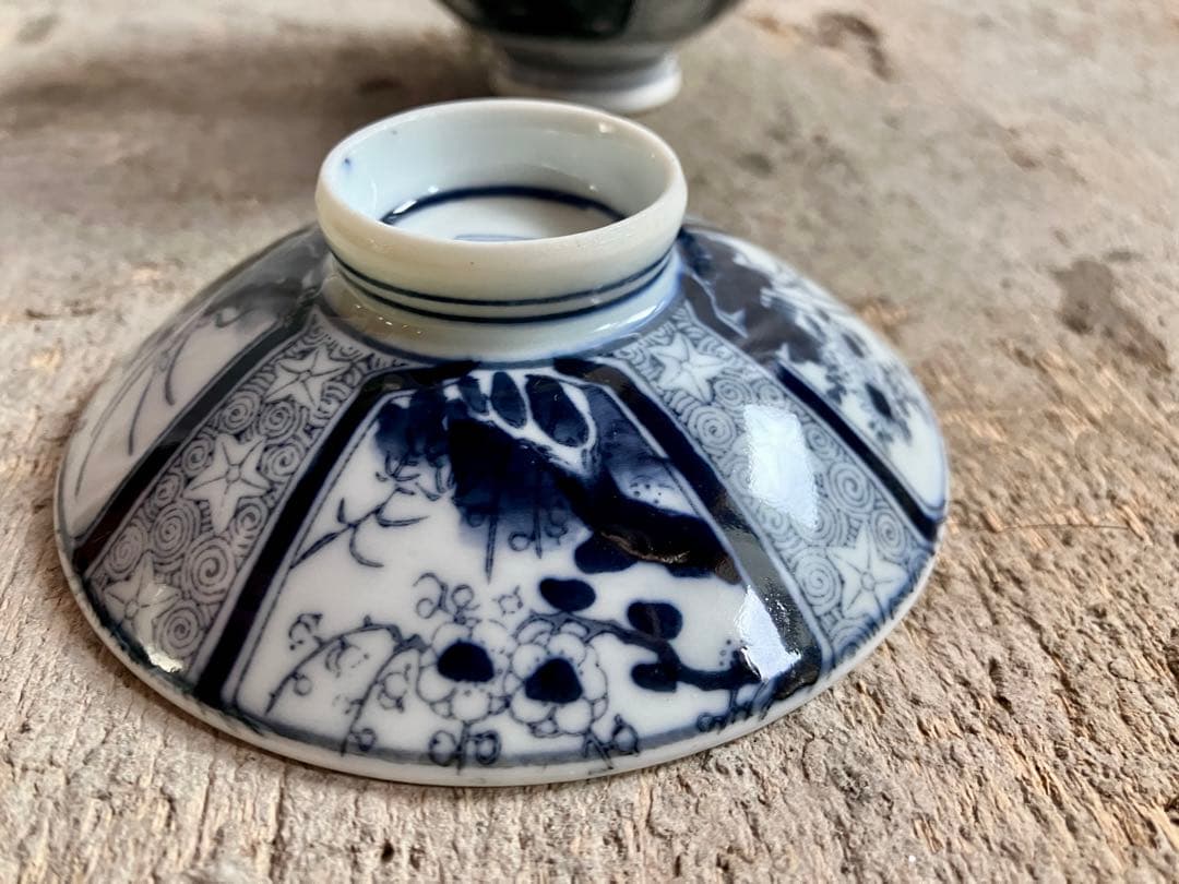 ✅古伊万里✅蓋付き椀18客/染付山水画/骨董/磁器